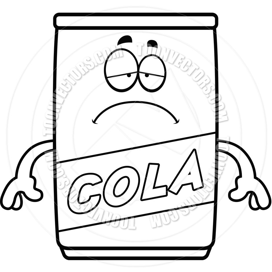 940x940 Cartoon Cola Can Sad (Black And White Line Art) By Cory Thoman