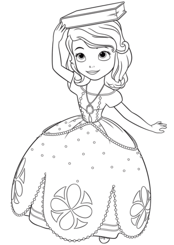 340x480 Princess Sofia With A Book On Her Head Coloring Page Free