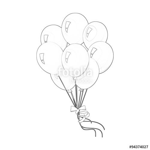 500x500 Illustration Coloring Book Series Bunch Of Balloons. Soft Line