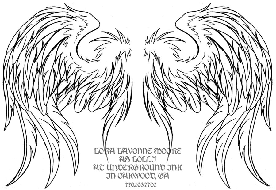 900x620 Soft Folded Wings Linework By Lavonne