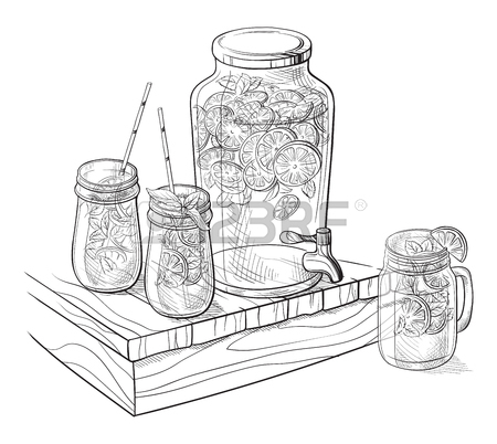 450x402 Vector Home Made Lemonade With Strawberry And Slice Of Lemon