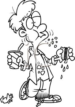 245x350 Coloring Page Of A Messy Kid Or Man Eating And Spilling The Food