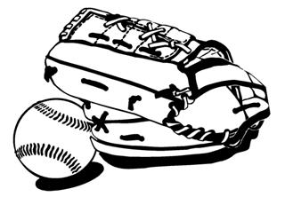 320x222 Baseball Glove And Ball Decal Sticker