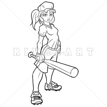 361x361 Sports Clipart Image Of A Girls Softball Player Holding A Bat