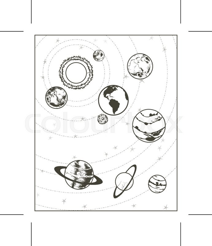691x800 Black Drawing, Solar System Vector Stock Vector Colourbox