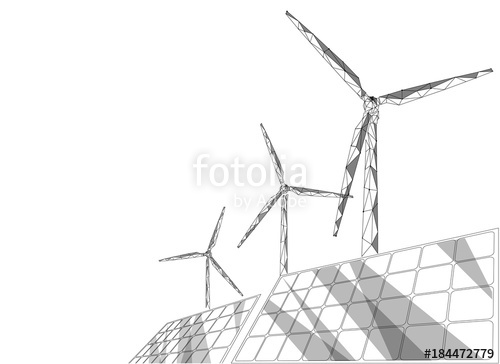 500x364 Solar Panels Windmills Turbine Generating Electricity. Green