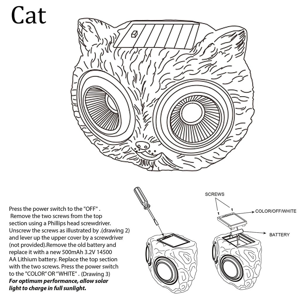 1024x1024 10 Solar Powered Garden Solar Cat Decor Lights Outdoor Color