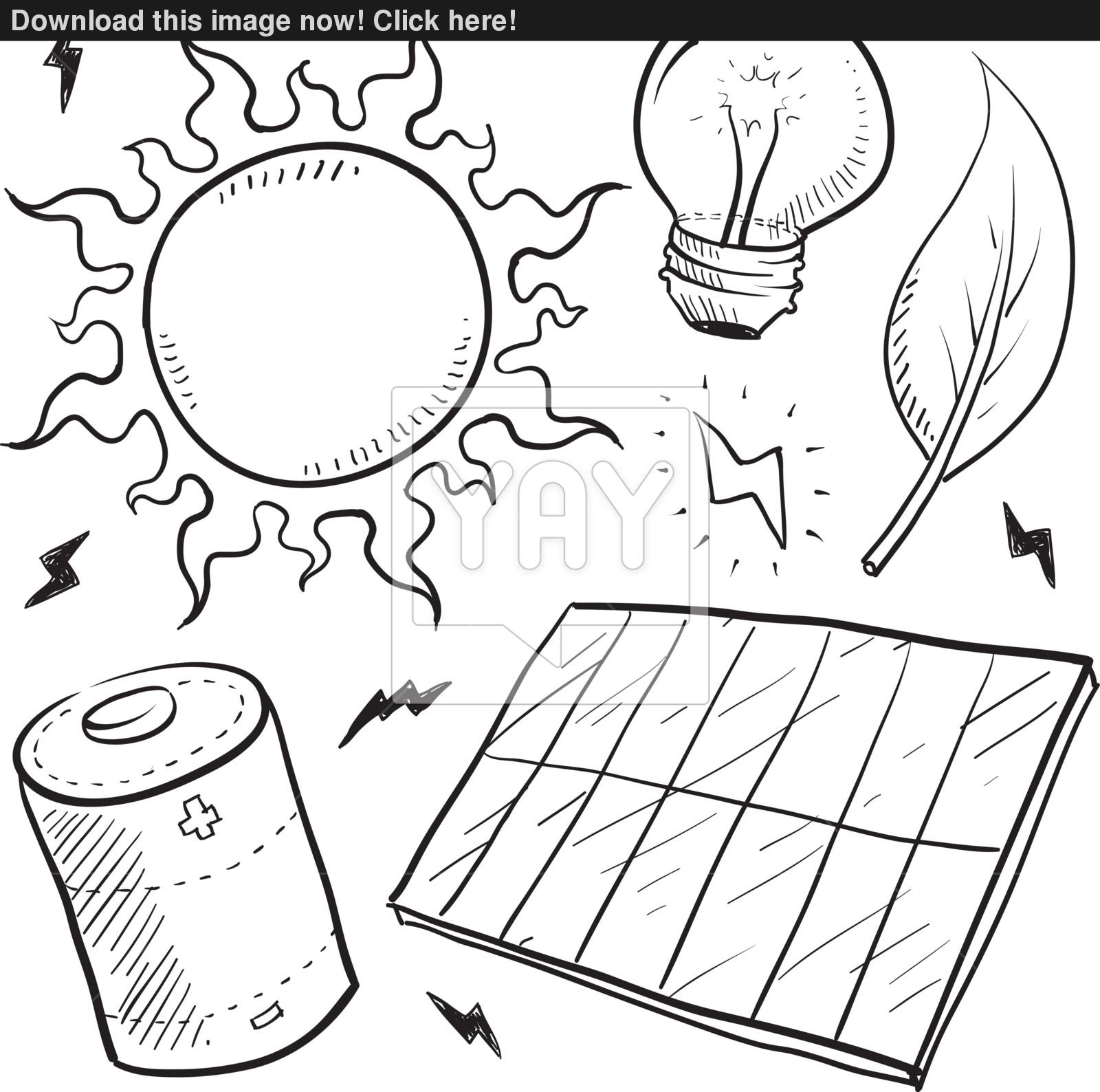 1600x1588 Solar Power Objects Vector Sketch Vector