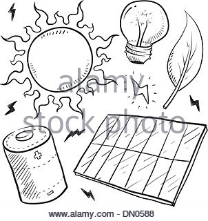 302x320 Drawing Solar Panel Plug Energy Ecological Clean Stock Vector Art