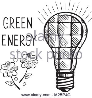300x321 Hand Drawn Renewable Energy Sketch On White Background Stock Photo
