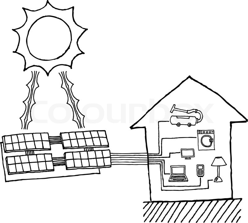 800x721 Solar Power Graphic Cheap Energy Working Diagram Stock Vector