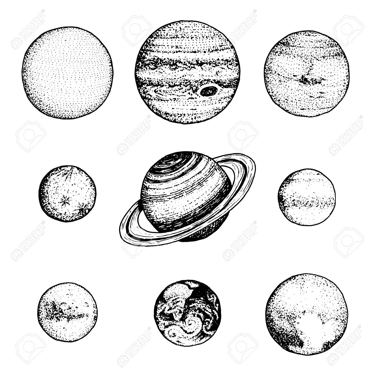 1300x1300 Planets In Solar System. Moon And The Sun, Mercury And Earth