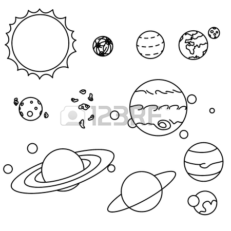 450x450 Planets Set. Hand Drawn Cartoon Collection Of Solar System Planets