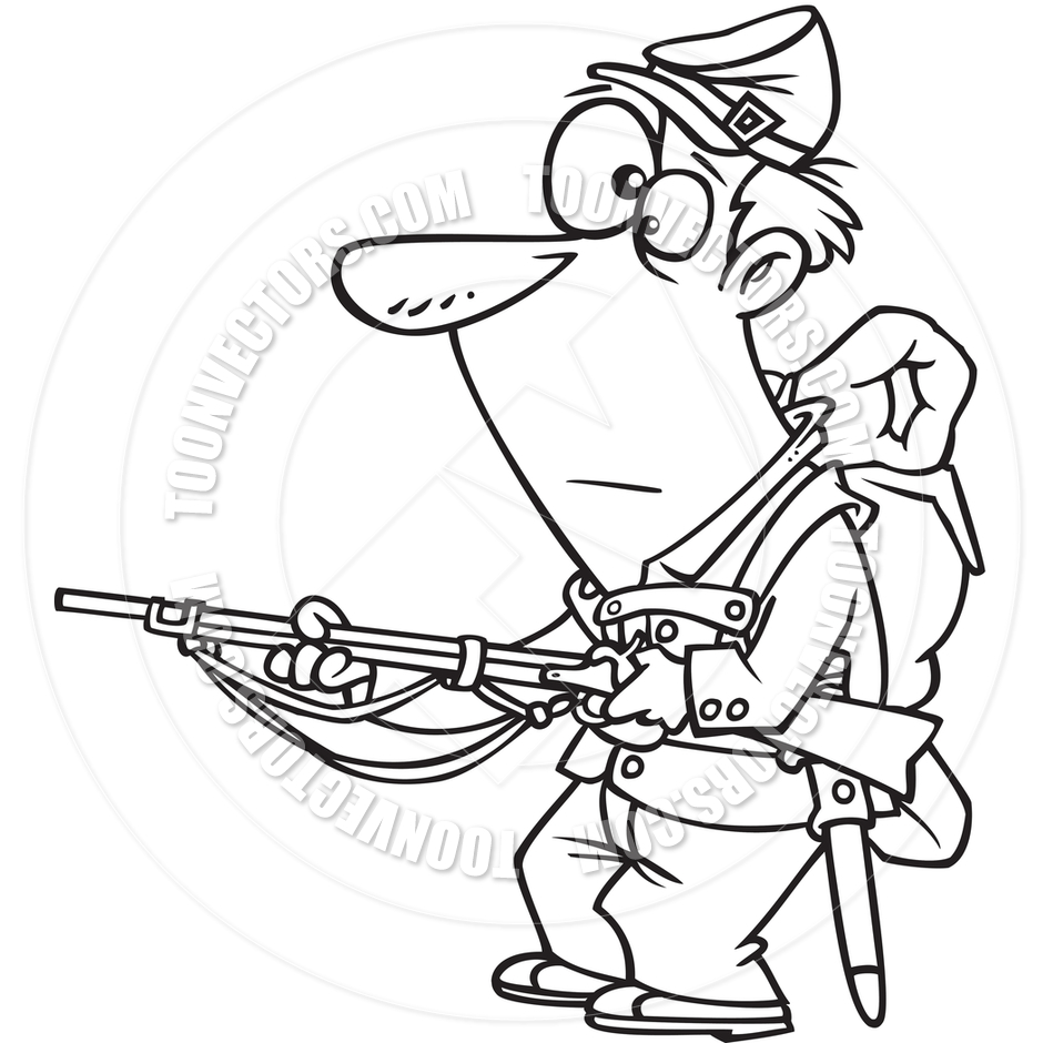 940x940 Cartoon Civil War Soldier (Black And White Line Art) By Ron