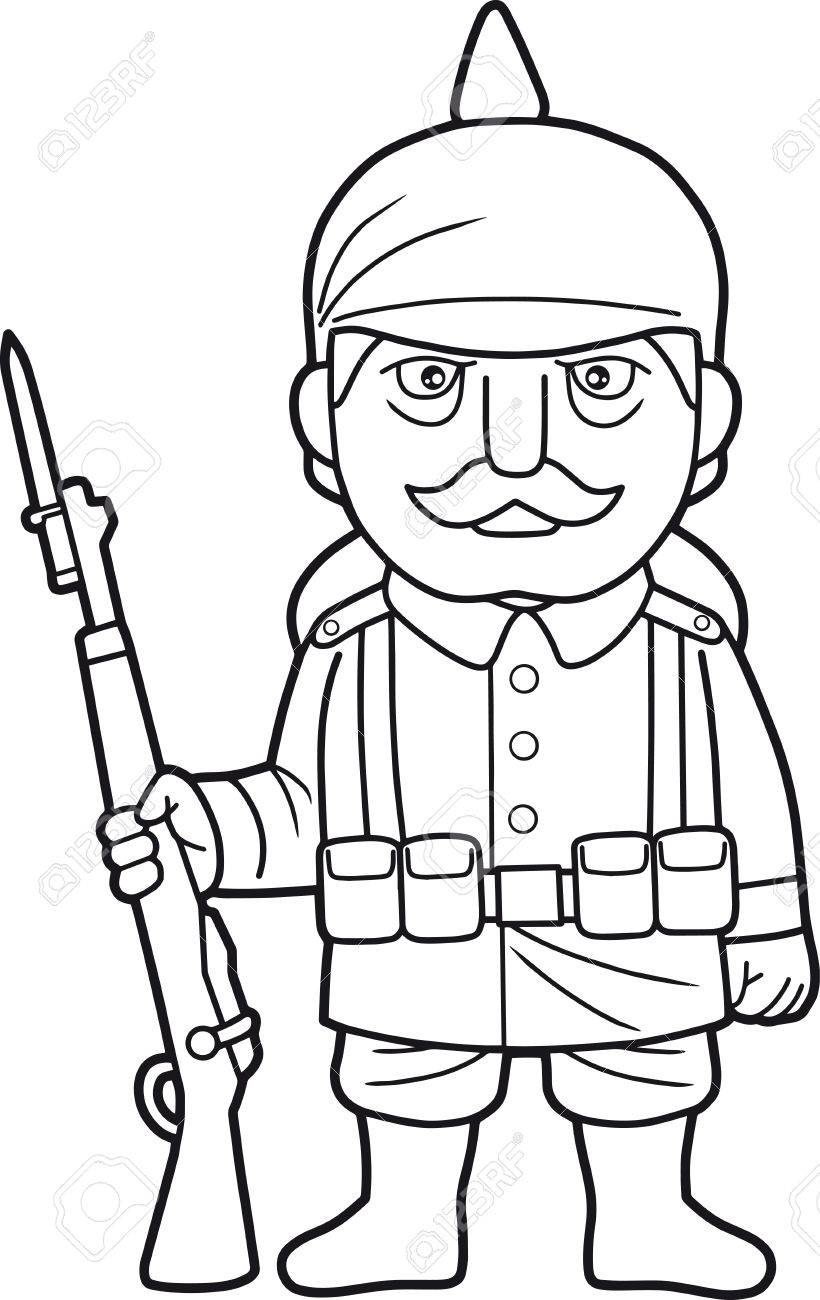 820x1300 Cartoon German Soldier During World War One Royalty Free Cliparts