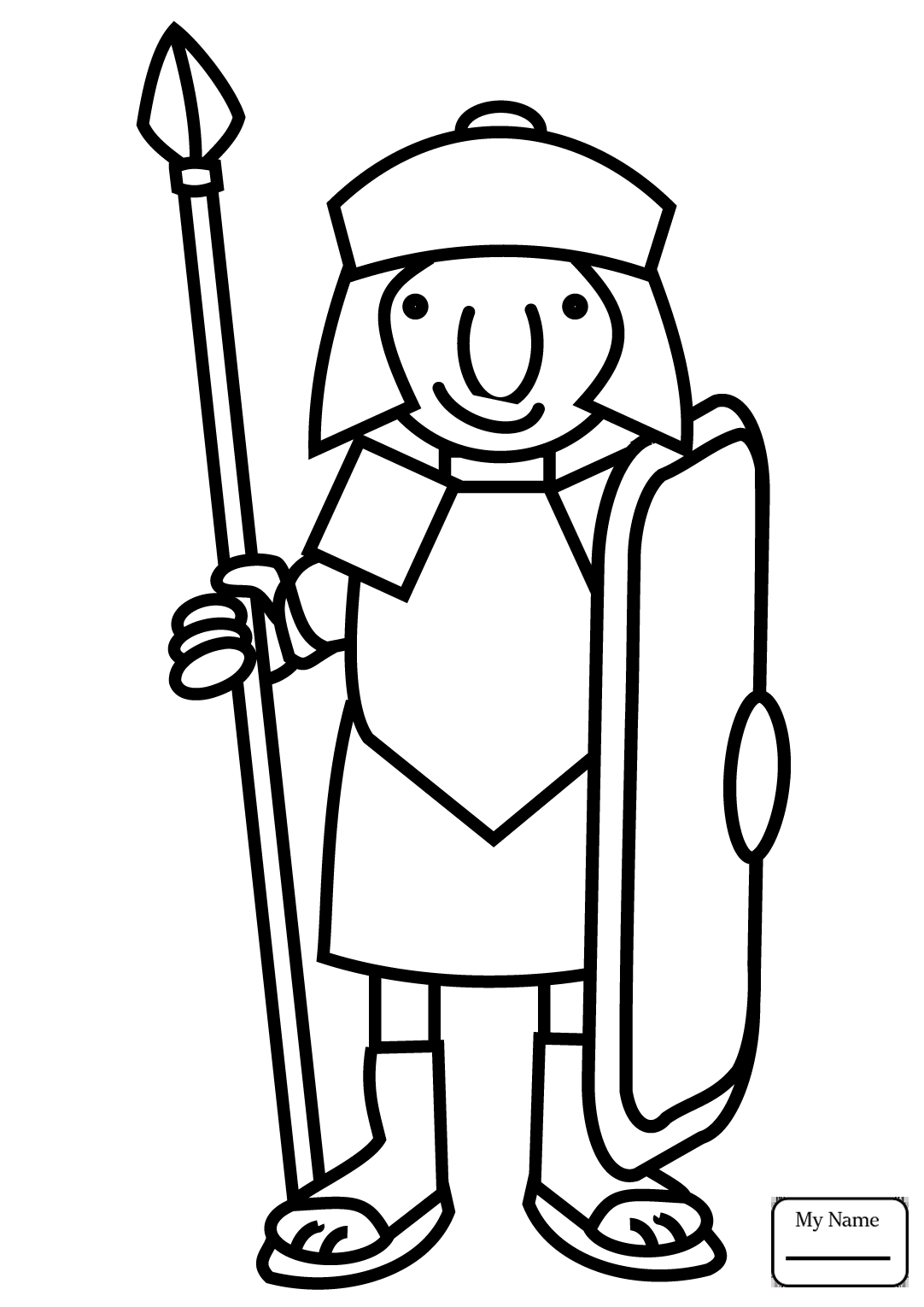 1082x1530 Coloring Pages For Kids History Cartoon Roman Soldier With Spear