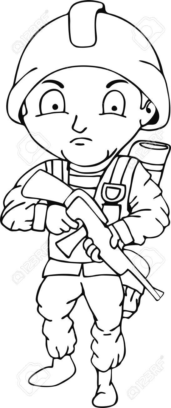 547x1300 Soldier Doodle, Children's Crayon Drawing. Royalty Free Cliparts