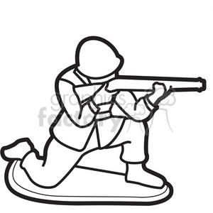 300x300 Royalty Free Black White Toy Military Soldier Illustration Graphic