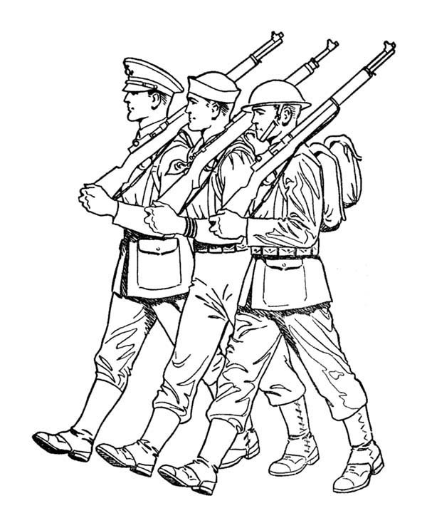 600x734 Soldiers Parade In Armed Forces Day Coloring Page Batch Coloring