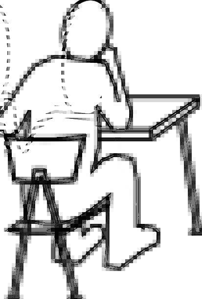 413x609 How To Draw Person Sitting At Desk Desk Design Ideas