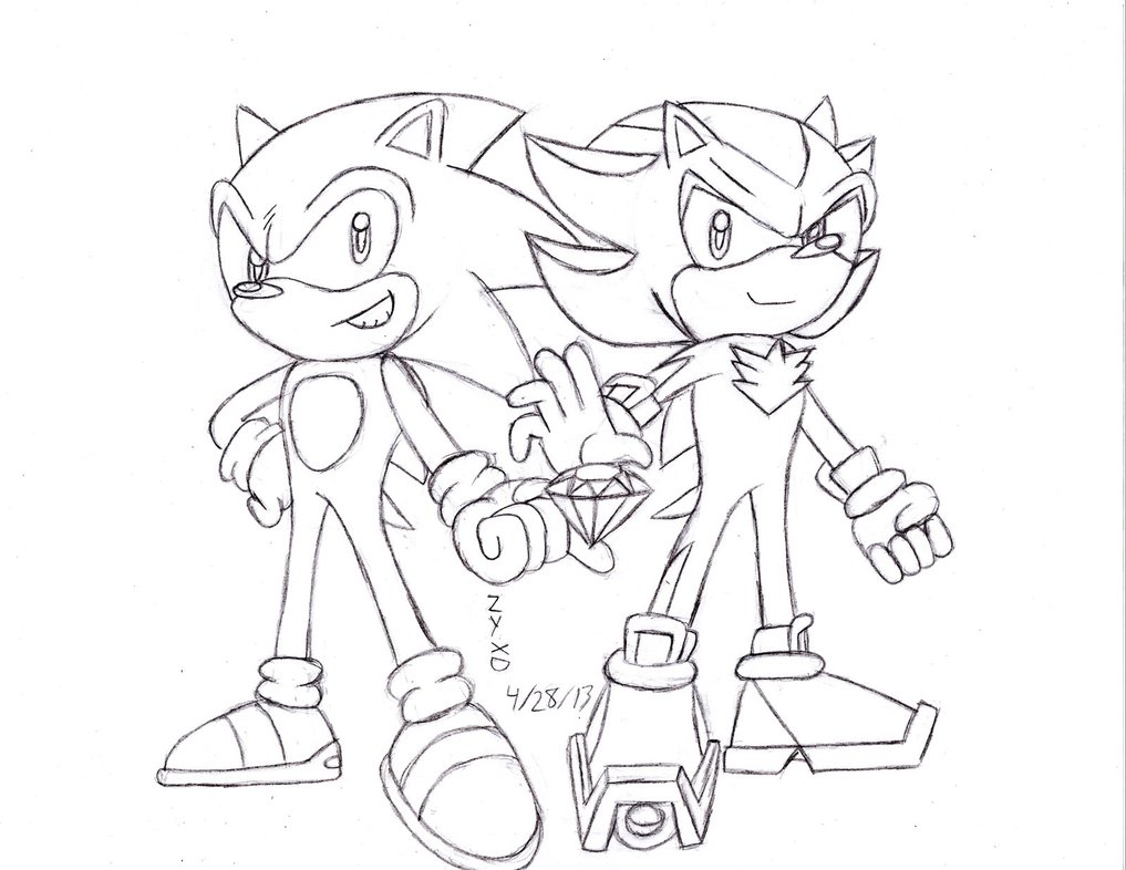1017x786 Collab W Little Cartoon) Sonic shadow Lineart By Zachyahooxd