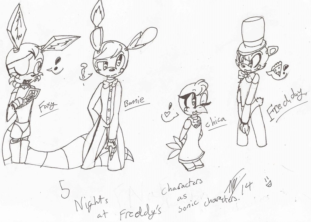 1024x731 Fnaf Characters As Sonic Characters By Justicewerewolf