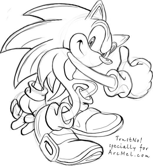 520x567 How To Draw Sonic Step 4 Art