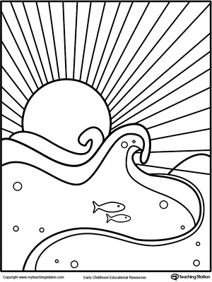 300x400 Sun And Waves Coloring Page