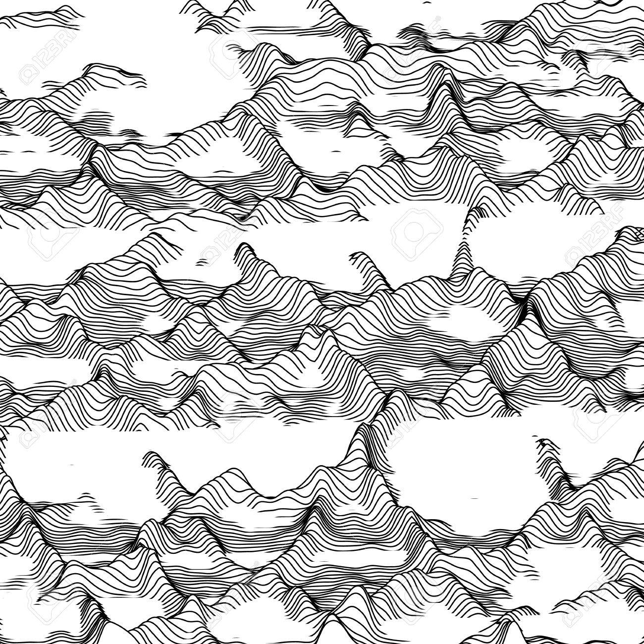 1300x1300 Vector Striped Grayscale Background. Abstract Line Waves. Sound