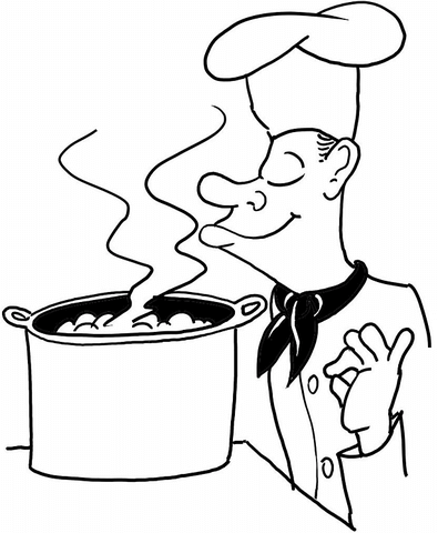 395x480 Chef Is Cooking A Soup Coloring Page Free Printable Coloring Pages