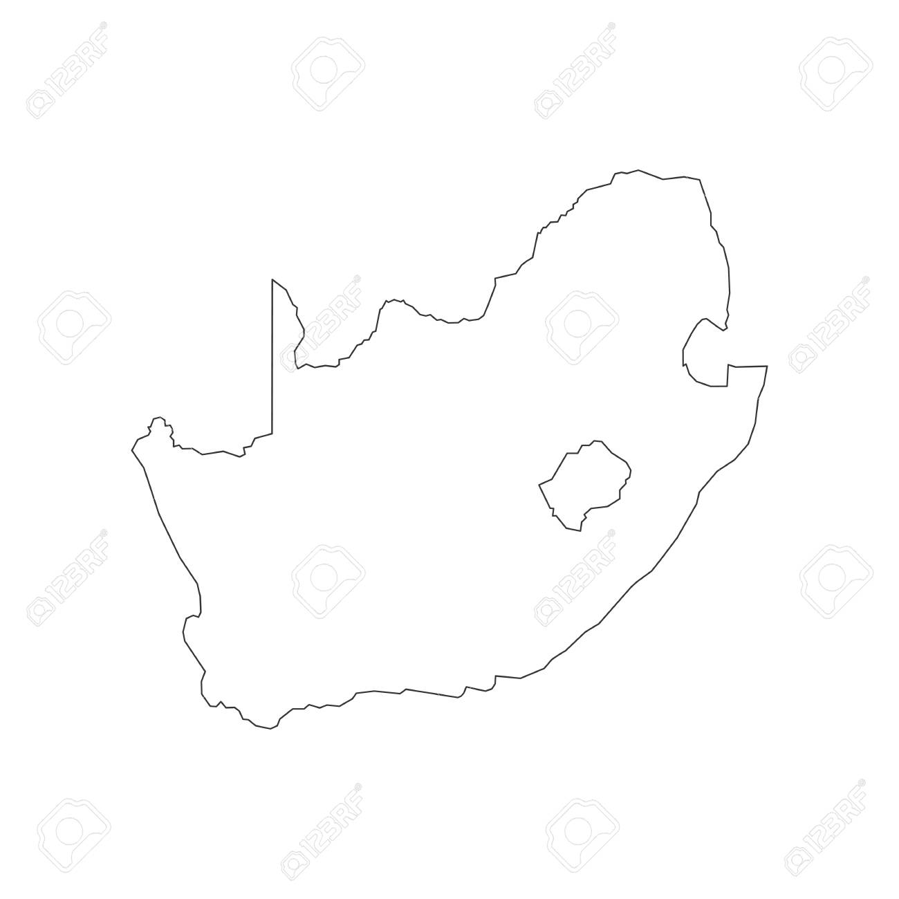 1300x1300 South Africa Map Outline On The White Background. Vector