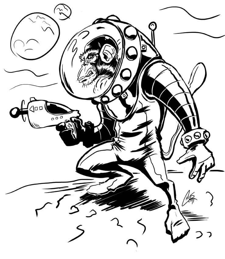 739x853 Space Monkey Is In Space By Chrisjamesscott