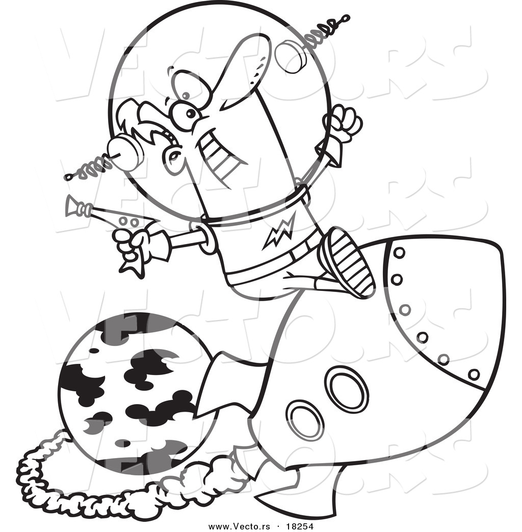 1024x1044 Vector Of A Cartoon Space Man Riding A Rocket