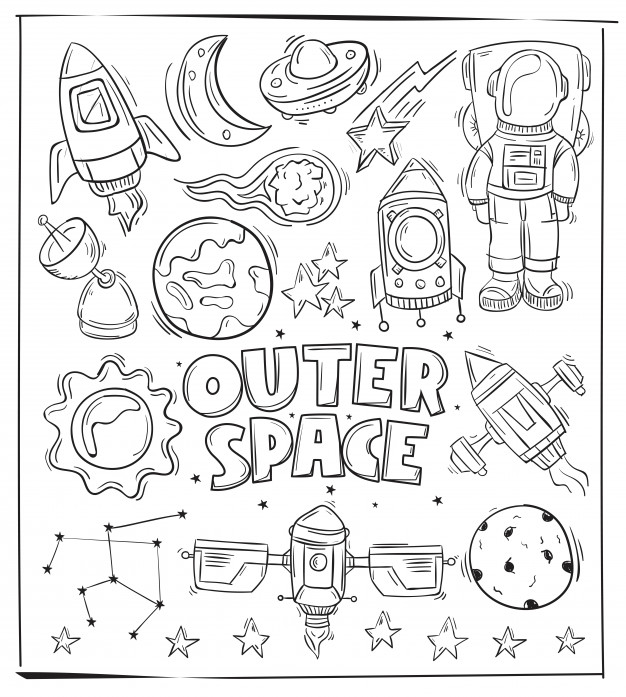626x697 Hand Drawing Outer Space Icon And Symbol Vector Premium Download
