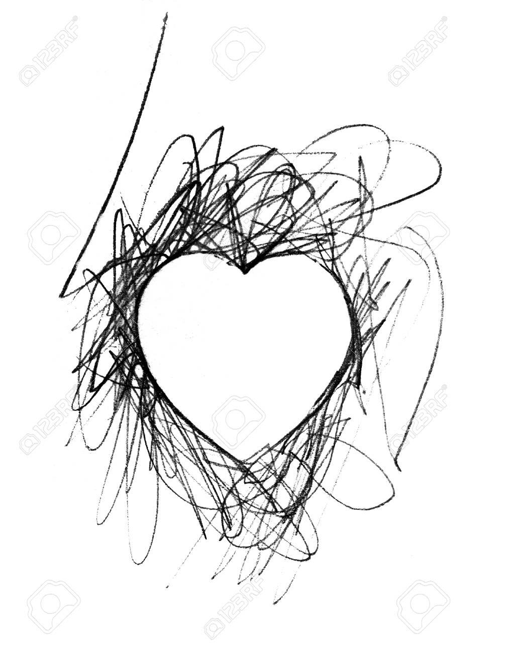 1019x1300 Drawn Heart, A Heart Shaped Negative Space Left By Thick, Dark
