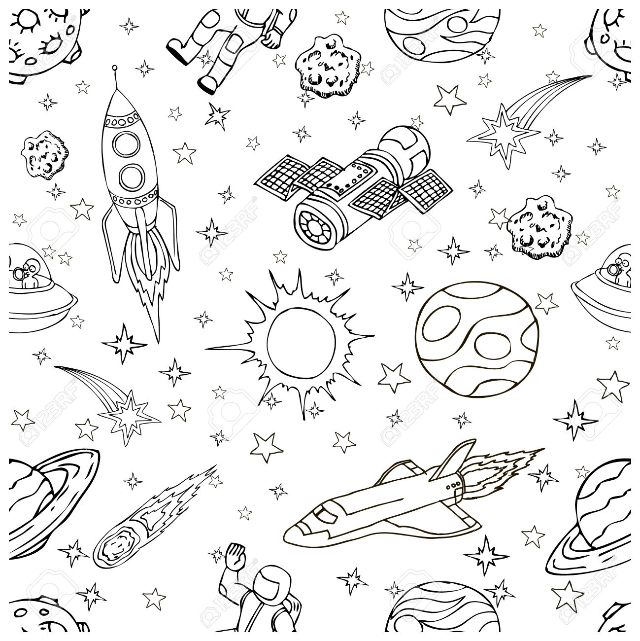 1299x1300 Drawn Space Rocket Design