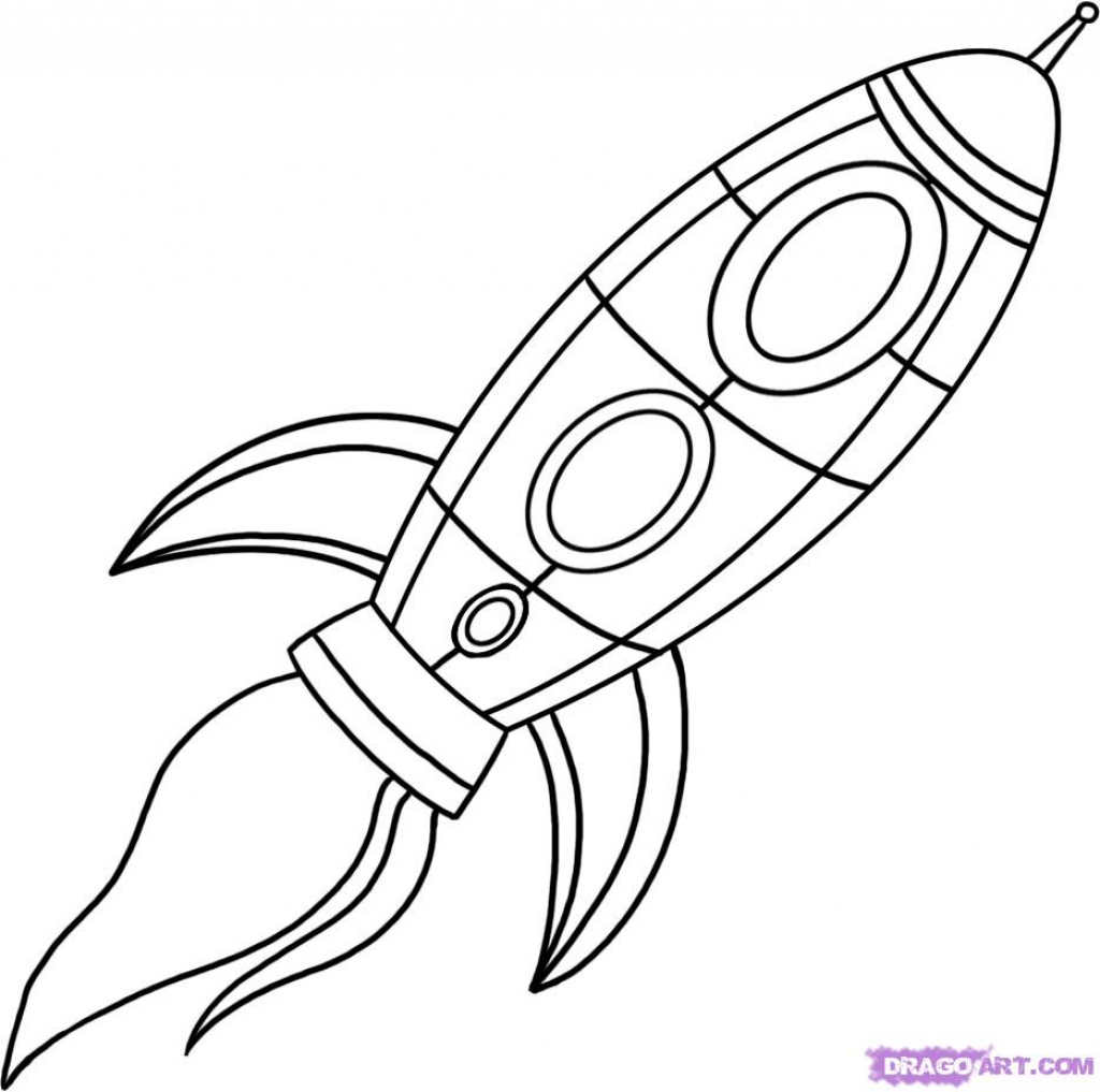 1024x1017 Rocket Ship Drawing How To Draw A Spaceship Step Step Outer Space