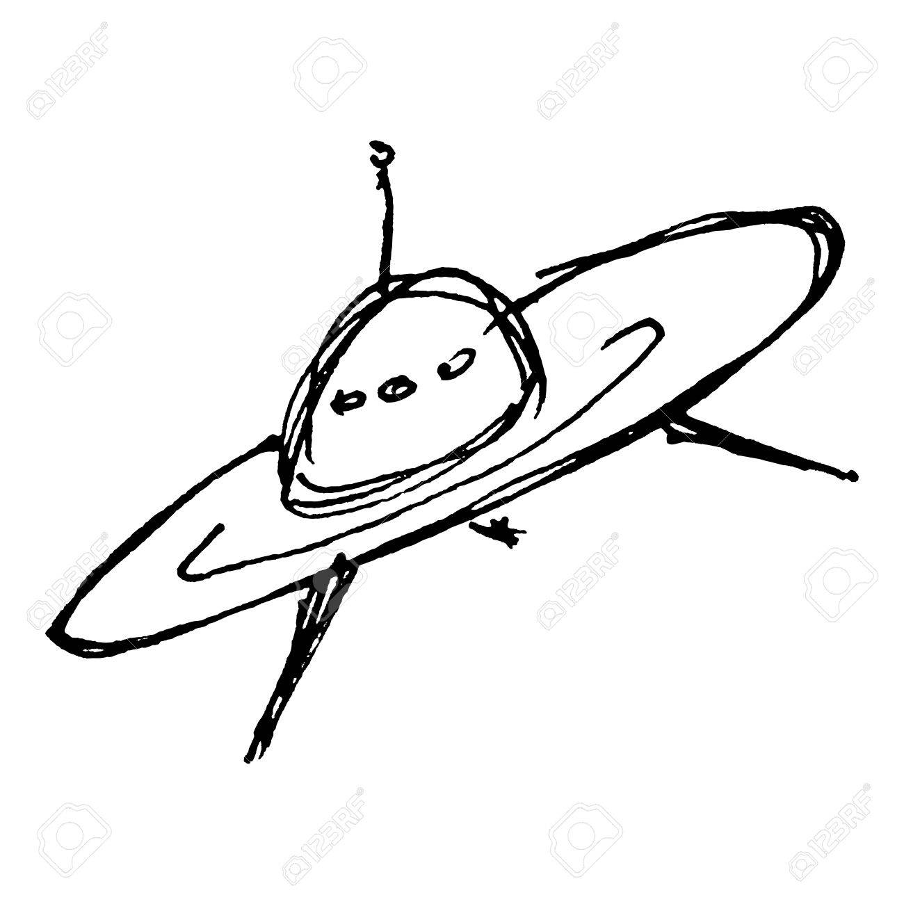 1300x1300 Hand Drawn Cartoon Style Spaceship Design Stock Photo, Picture