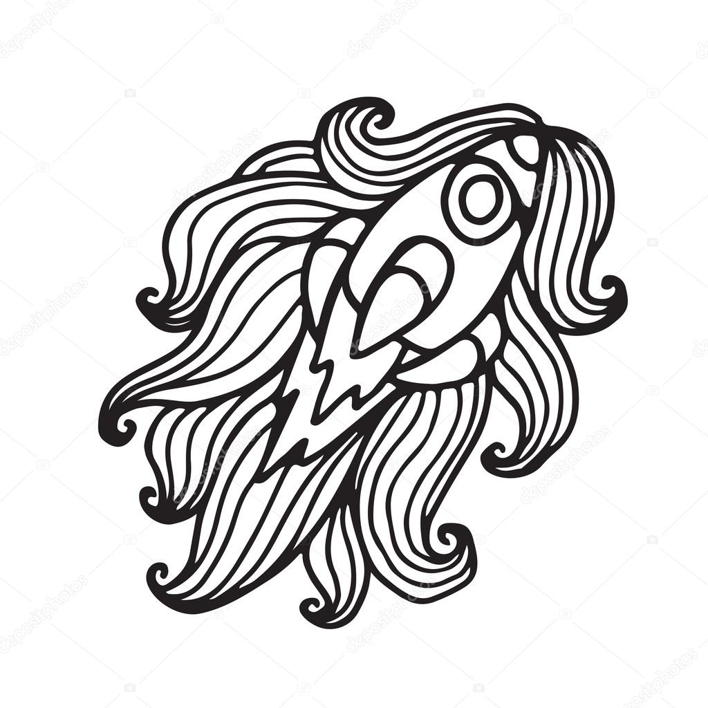 1024x1024 Spaceship Cartoon Doodle Illustration Stock Vector Apolinarias