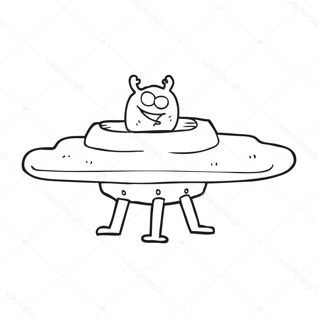 1024x1024 Hd Stock Illustration Black And White Cartoon Spaceship Cdr