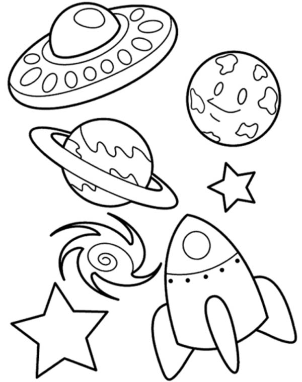 600x760 Ufo Planet Galaxy And Spaceship Coloring Page