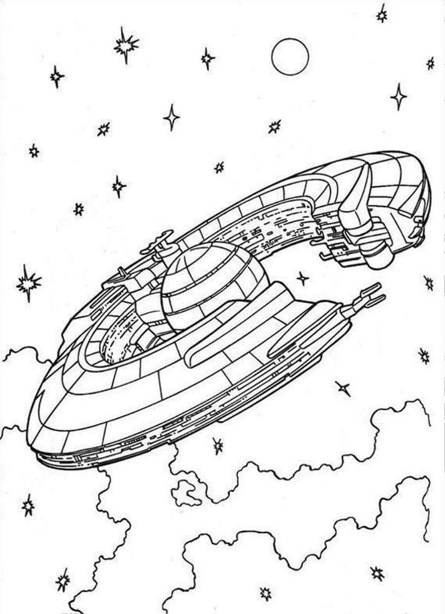 900x1240 Spaceship Coloring Page