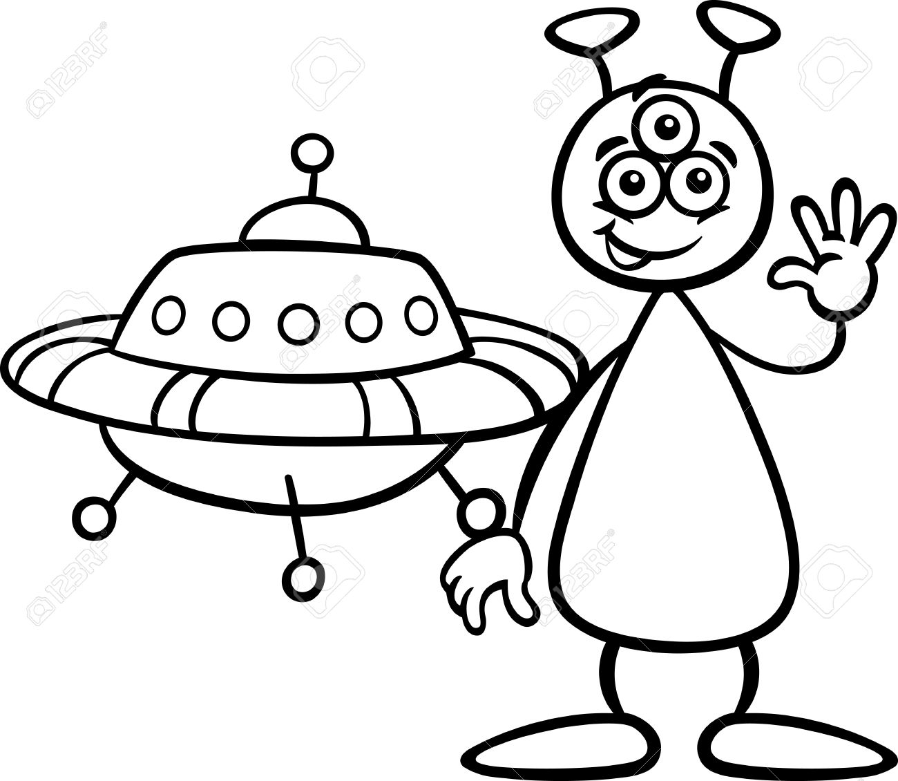 1300x1130 Drawn Spaceship Cartoon Alien