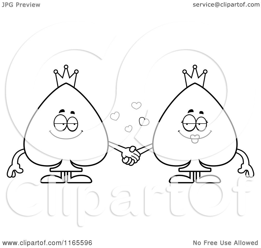1080x1024 Cartoon Clipart Of Spade Couple Card Suit Mascots Holding Hands