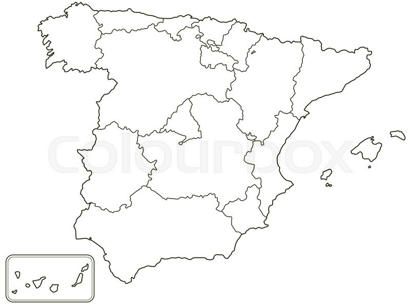 800x600 Silhouette Contour Border Map Of The Spain. All Objects Are
