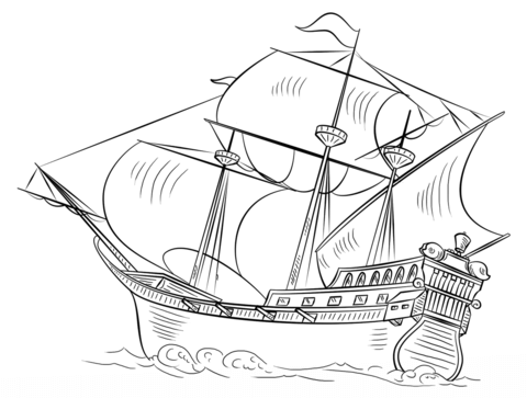 480x363 Spanish Galleon Coloring Page Free Printable Coloring Pages