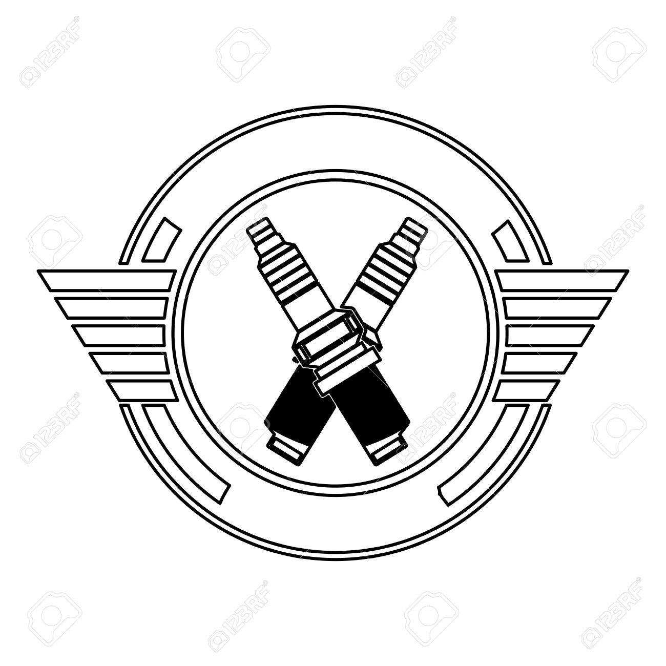 1300x1300 Silhouette Spark Plug Award In Monochrome Vector Illustration
