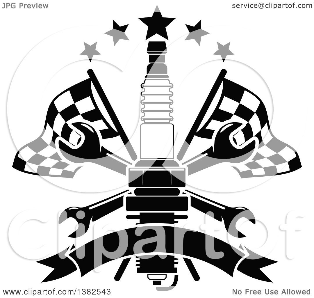 1080x1024 Clipart Of A Black And White Spark Plug, Crossed Wrenches, Blank