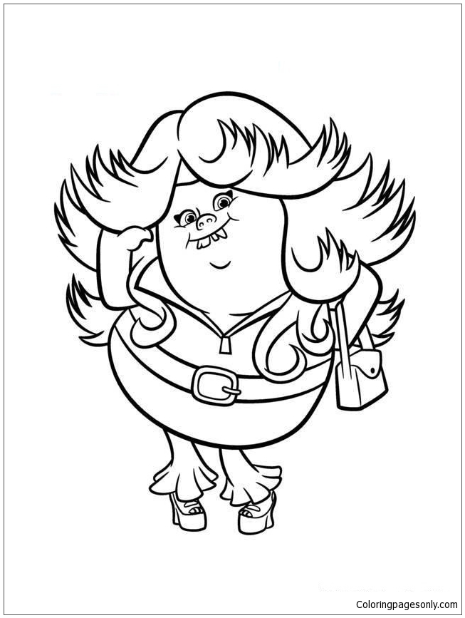 653x867 Trolls Movie Lady Glitter Sparkles Coloring Page