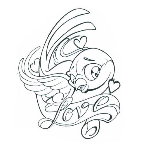 500x500 Love Birds Tattoo Drawing